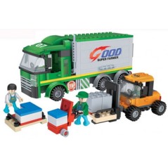 Montarga y Camion de Transporte - Juego de Construcción - Cogo Blocks - 360 piezas