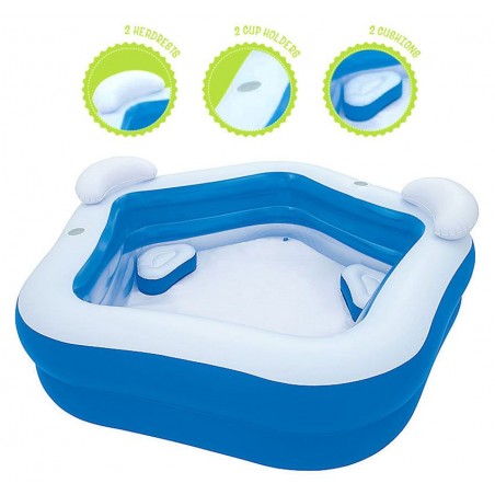Piscina Infantil Inflable - 575 Lts - 2,13 x 2,06 x H. 0,69 Mtr - Bestway - Family Fun - 54153 + Inflador