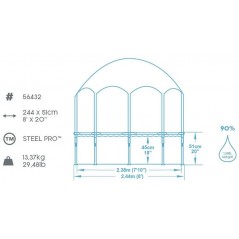 Piscina Estructura Metalica - 1.688 Lts - Ø 2,44 x H.0,51 Mtr - Bestway - Serie Steel Pro - 56432 +  Parasol UV Carefull