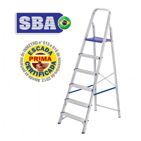 Escalera Tijera de Aluminio - 1,69 Mtrs - 6 peldaños - SBA - Domestica - E1206
