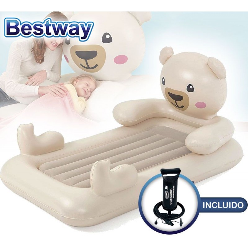 Colchon Inflable Infantil - 1,32 x 0,76 x 0,20 Mtrs - Bestway - DreamChaser Airbed - Teddy Bear + Inflador