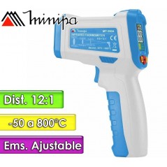 Termómetro Infrarrojo Industrial - Minipa - MT-350A - Escala -50 a +800°C / 12:1 / Emisividad Ajustable