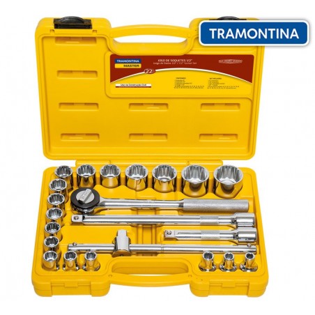 Kit de Llaves Tubo y Dados Estriados - 22 piezas - Tramontina Master - 8 a 32 mm