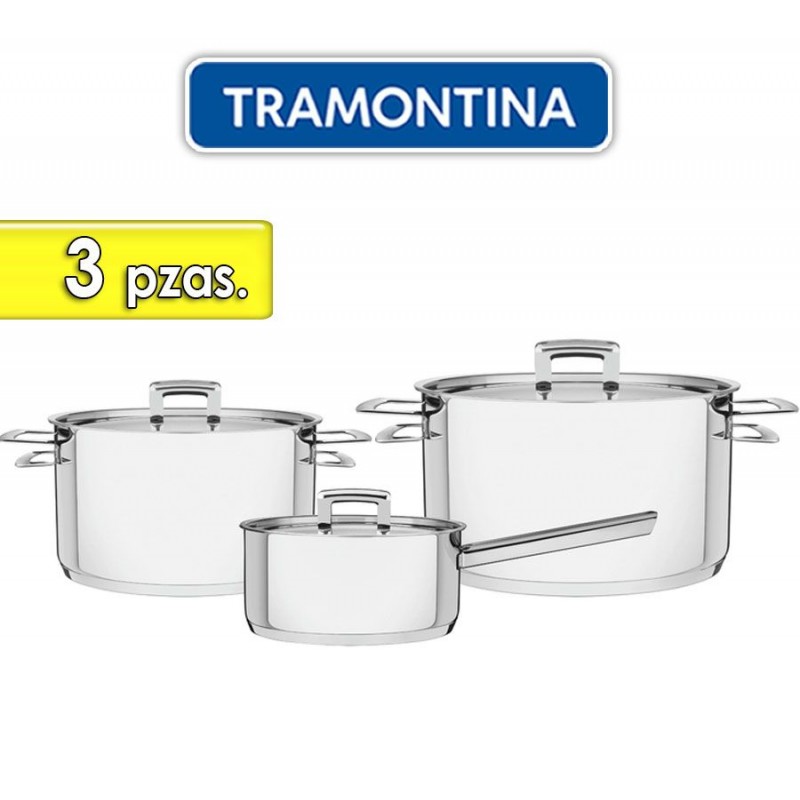 Juego de ollas de Acero Inoxidable - 3 piezas - Tramontina - Brava