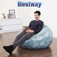 Sofa Puff Inflable - 1,12 x 1,12 x 0,66 Mtrs - Bestway - Azul + Inflador