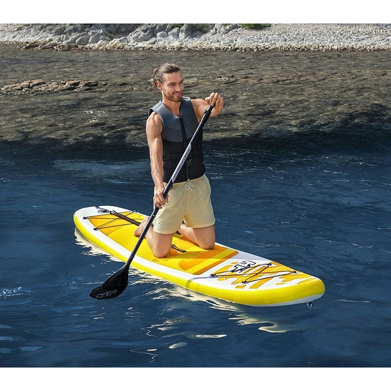 Outsunny Tabla de Paddle Surf Hinchable 300x76x15 cm Tabla de Stand Up  Paddling Inflable con Remo Ajustable Aletas Cubierta Antideslizante Bomba y  Bolsa de Transporte Azul 300x76x15cm