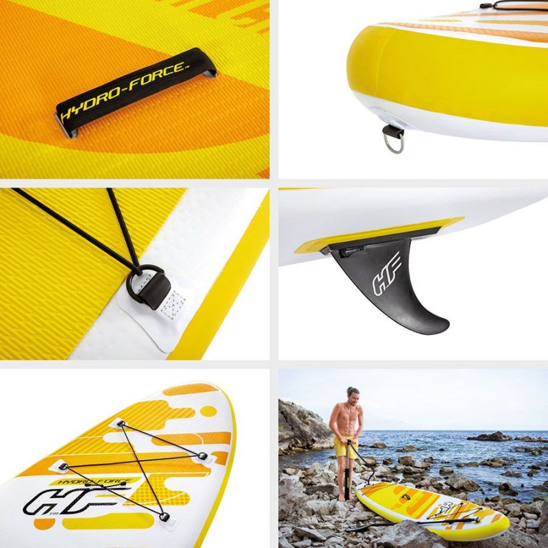 Outsunny Tabla de Paddle Surf Hinchable 300x76x15 cm Tabla de Stand Up  Paddling Inflable con Remo Ajustable Aletas Cubierta Antideslizante Bomba y  Bolsa de Transporte Azul 300x76x15cm