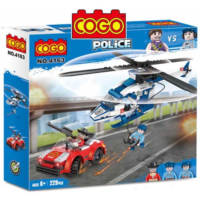 Persecución en Helicoptero Policial - Juego de Construcción - Cogo Blocks - 229 piezas