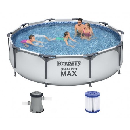 Piscina Estructura Metalica - 4.678 Lts - Ø 3,05 x H. 0,76 Mtr - Bestway - Serie Steel Pro MAX -  56408 + Filtro