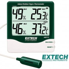 Termohigrometro Digital LCD con Sonda -  Extech - 445713 - Temperatura y humedad interior y exterior