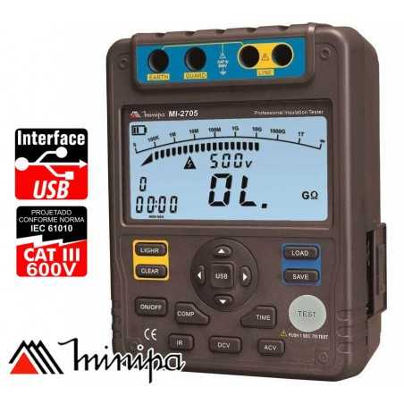 Megohmetro Digital - Minipa - MI-2705 - 1 Tohm / 5kV - Con conexión a PC