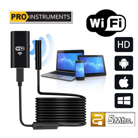 Endoscopio Digital WIFI Impermeable IP67 - Pro Instruments - YPC - Semi Rigido - Largo 5 Metros - Celular y PC