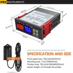 Controlador de Temperatura y Humedad 220V con Sonda Incluida - Pro Instruments
