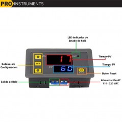 Timer Temporizador Digital 220V - Con salida de Relé - Pro Instruments - T3230