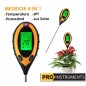 Medidor Digital de suelo 4 en 1 - Pro Instruments - Humedad, Temperatura, Luz y pH del suelo
