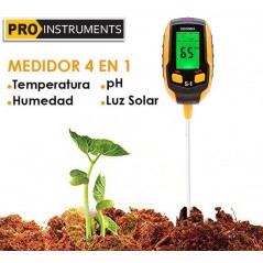 Medidor Digital de suelo 4 en 1 - Humedad, Temperatura, Luz y pH del suelo