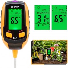 Medidor Digital de suelo 4 en 1 - Humedad, Temperatura, Luz y pH del suelo