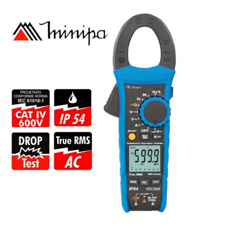 Pinza Amperimetrica - Minipa - HDC3000A - True RMS AC / VDC 600V / VAC 600V / AAC 600A