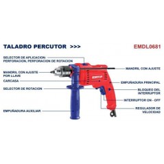 Taladro Percutor - 13mm - 680W - EMTOP - EMDL0681