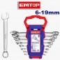 Juego de Llaves Combinadas milimetricas 6 a 19 mm - 8 piezas - EMTOP - ECSS10801