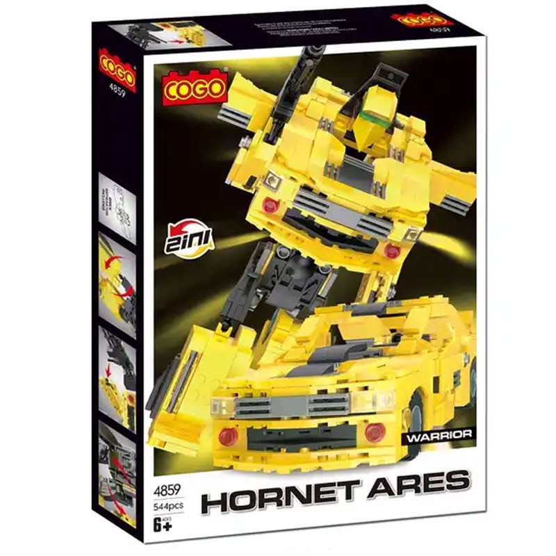 Robot Auto 2 en 1 - Hornet Ares - Juego de Construcción - Cogo Blocks - 544 piezas