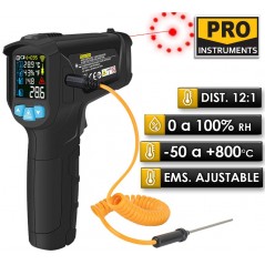 Termometro Infrarrojo Industrial - Mestek by Pro Instruments - IR02C - Escala -50 a +800°C   /  12:1 / Emisividad Ajustable