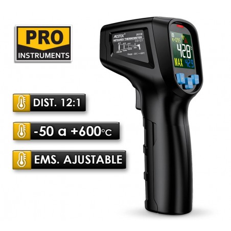 Termometro Infrarrojo Industrial - Mestek by Pro Instruments - IR03B - Escala -50 a +600°C   /  12:1 / Emisividad Ajustable