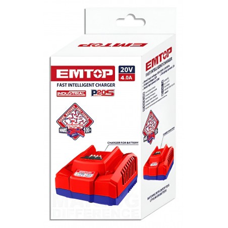 Cargador de Bateria 20V - 4Ah - Para Herramientas Emtop - EFCR20411