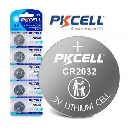 Pila - Bateria de Litio - CR2032 - Pack de 5 Unidades - PKCELL - 3V - 220mAh