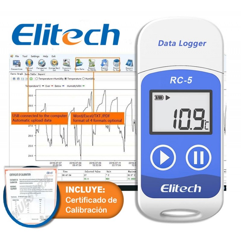Registrador de Temperatura - Datalogger - Elitech - RC-5