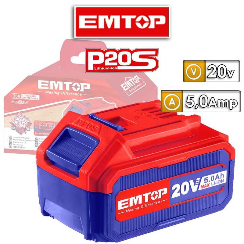 Bateria de Litio-ion 20V - 5Ah - Para Herramientas Emtop - EBPK20031