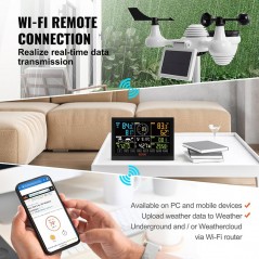 Estacion Meteorologica Profesional 7 en 1 Inalámbrica Wifi con conexión a PC - Vevor - YT60234