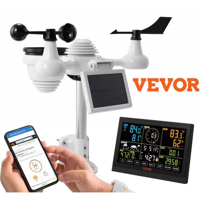 Estacion Meteorologica Profesional 7 en 1 Inalámbrica Wifi con conexión a PC - Vevor - YT60234