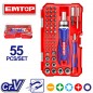 Set de Destornillador con Puntas magneticas - 55 pzas - EMTOP - EBST05502