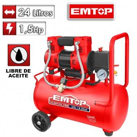 Compresor de Aire Libre de Aceite - 24 L - 116 PSI - 1,5 Hp - Emtop - EACPS15243