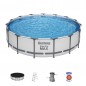 Piscina Estructura Metalica - 14.970 Lts - Ø 4,57 x H. 1,07 Mtr - Bestway - Serie Steel Pro MAX -  56488 + Filtro y Accesorios