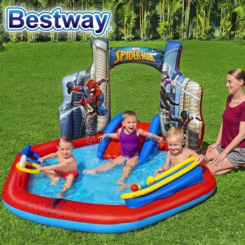 Piscina Infantil - 165 Ltr - 2,11 x 2,06 Mtr - Bestway - Spiderman - 98793 + Inflador