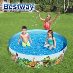 Piscina Infantil de PVC - 946 Lts - Ø 1,83 x H.0,38 Mtr - Bestway - Fill N' Fun Dinosaurios - 55022