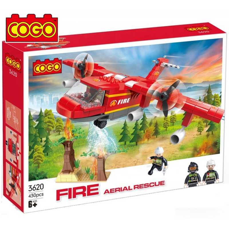 Avion de Bomberos de Rescate - Juego de Construcción - Cogo Blocks - 411 piezas