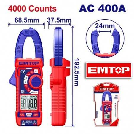 Pinza Amperimetrica - Emtop - EDMR762001 - VDC/AC 600V / VAC 600V / AAC 400A