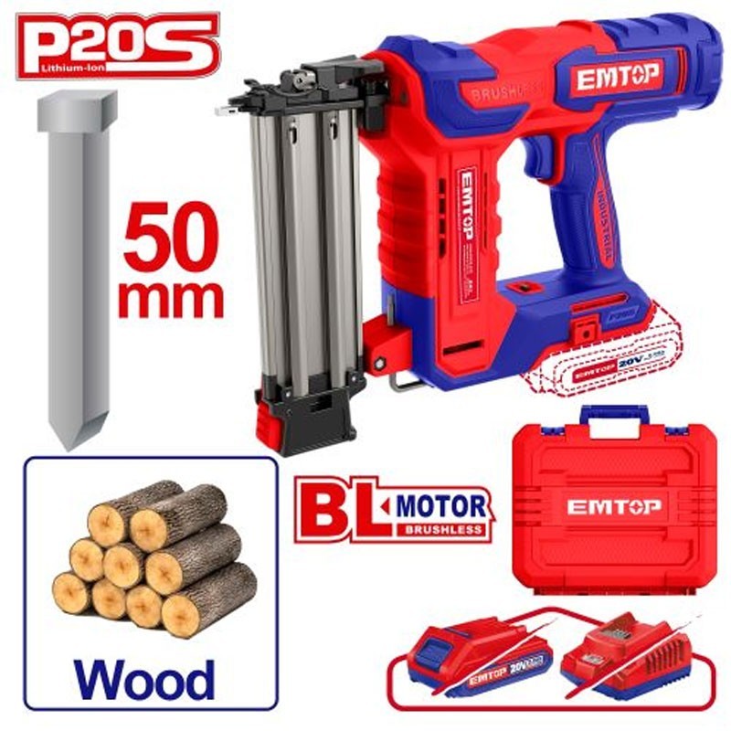 Pistola de Clavos - Clavadora a Batería 20V - 15-50mm - Emtop - ELBNLI5005 - Sin Bateria