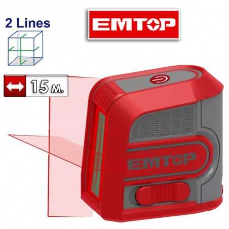Nivel Laser Horizontal y Vertical Autonivelable - 15 mts - EMTOP - ESLE1M03 - Laser Rojo