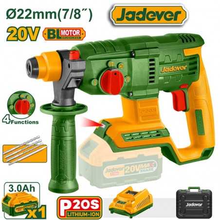 Rotomartillo a Bateria 20V - 2,0 J - JADEVER - JDLM1522 - Incluye Bateria Y Cargador