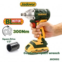 Llave de Impacto a Bateria 300 Nm - 20V - 1/2" - JADEVER - JDCD1512 - Incluye 2 Baterias y Cargador