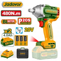 Llave de Impacto a Bateria 480 Nm - 20V - 1/2" - JADEVER - JDCD1B48 - Incluye 2 Baterias y Cargador