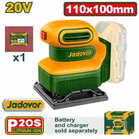 Lijadora Orbital a Bateria 20V - Base 100 x 110 mm - JADEVER - JDRAP5010 - Sin Bateria