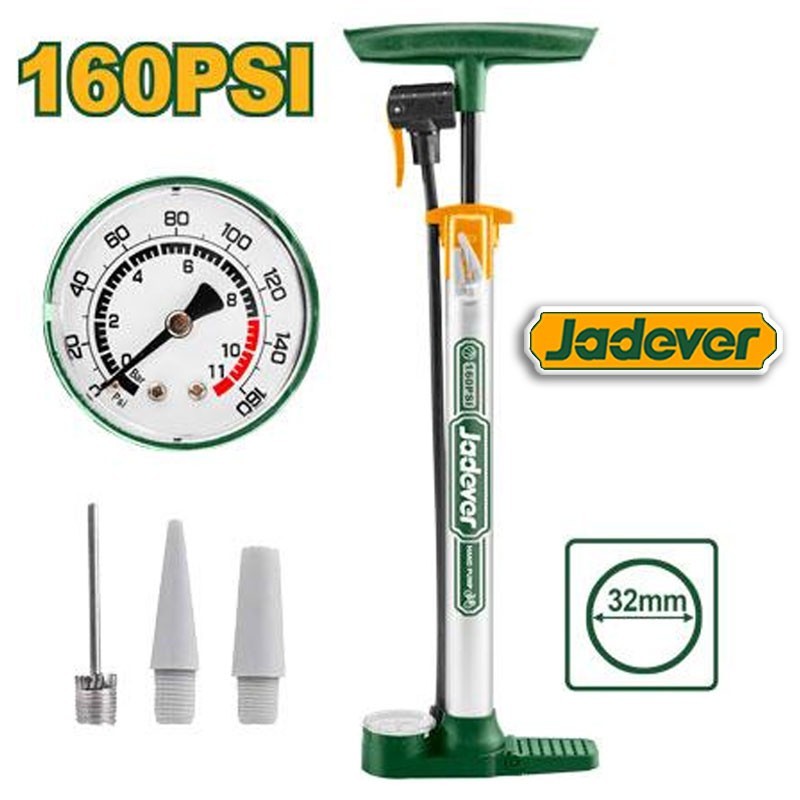 Inflador Manual de Pie con Manometro - JADEVER - JDPP1C10