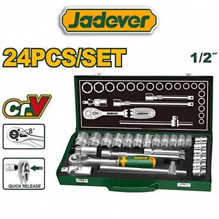 Juego de Llave Criquet y Dados Hexagonales - 24 piezas - 10 a 32 mm - JADEVER - JDST2L24