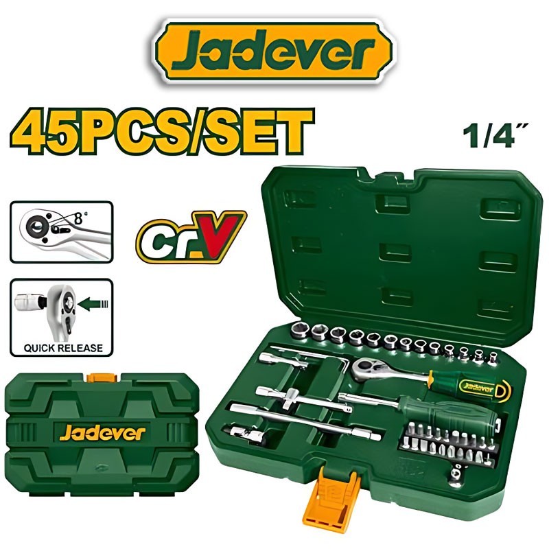 Juego de Llave Criquet y Dados Hexagonales - 45 piezas - JADEVER - JDST4D45