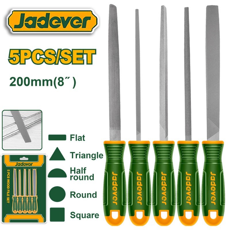 Juego de Limas para metal 8" - 5 piezas - JADEVER - JDSF2405